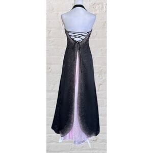 Vintage Y2K 90s Black Pink Strapless Prom Dress S 2 3 4 Whimsigoth Dark Fairy